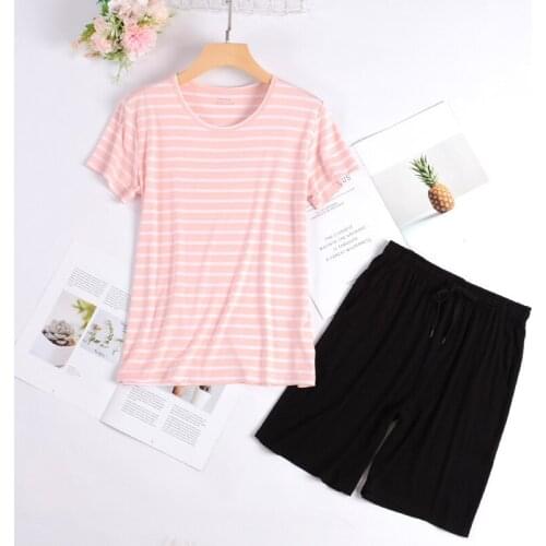 Modal ladies pajamas summer thin casual loose large size home service suit short-sleeved shorts pajamas suit