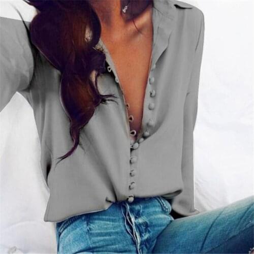 Fashion Women Blouse Shirt Spring Women Clothing Ladies OL Shirt White Office Shirt Solid Buttons Long Sleeve Shirts Tops