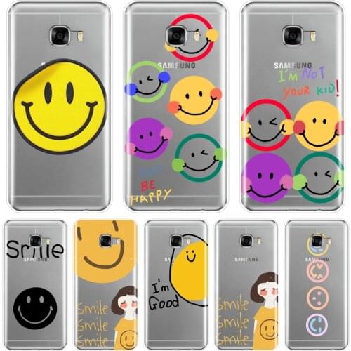 Soft Phone Case Silicone For Samsung Galaxy C5 C7 C8 Cute Smile Funny Quotes Yellow Back Cover For Samsung Galaxy C5 C7 C9 Pro