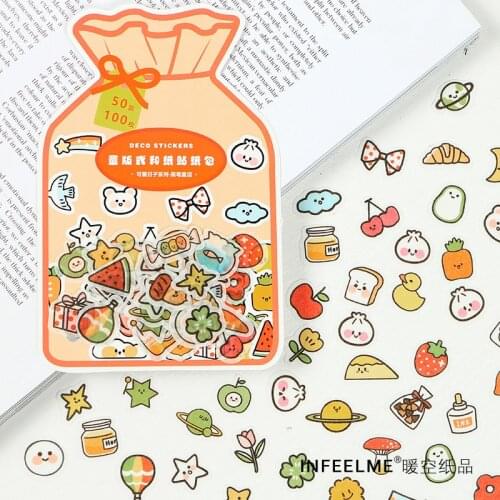 100Pcs Cute Kawaii Sticker Creative Scrapbooking Styling Bullet Journal Toy Deco Album DIY Korea Stationery Stickers