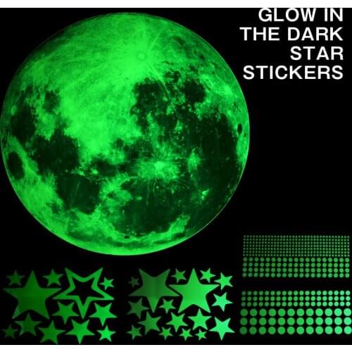 Luminous Wall Sticker Bedroom Ceiling Decor Stars Moon Stairs Wall Stickers Glow In The Dark Planet Space Shape Homedecor