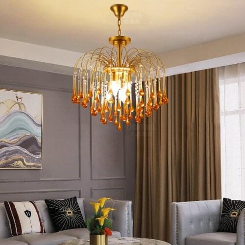 Nordic Vintage Crystal Chandelier Home Luminaire Living room Bedroom Dining Room for Modern Ceiling Chandelier Lamp Designer