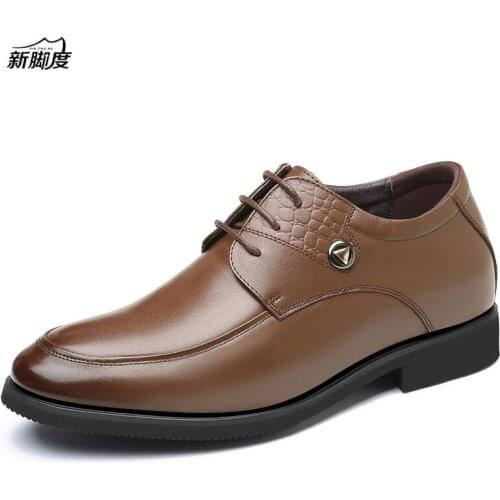 New Height Increasing 6CM Genuine Leather Mens Derby Dress Shoes With Invisible Elevator Insole for Wedding Party Wear