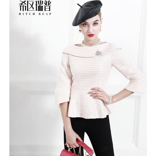 Lotus Leaf Hem Coat Commuting Waist Fog Pink Autumn Nordic Small Fragrance Coarse Tweed