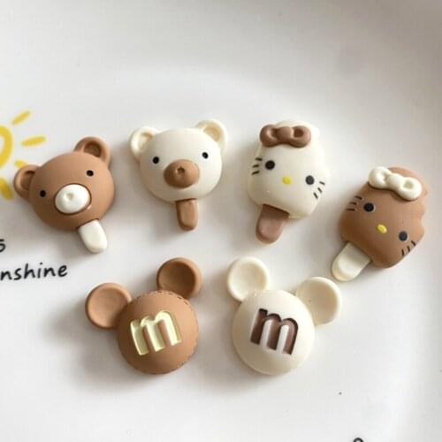 20Pcs Cute DIY Popsicle Candy Flat Back Planar Resin Girl Bowkont Hairpin Crafts Materials Patch Clothing Scrapbook Accessories