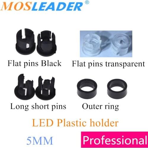 Mosleader 1000pcs 5MM LED Plastic holder Outer ring Circle Black Lamp Plastic LED Clip Diode Holder Black LED Holder Case Spacer