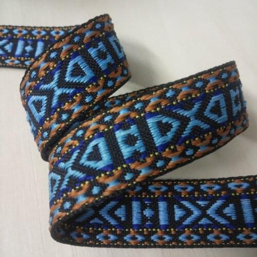 3cm 30mm 1-1/4 Diy Blue Orange Folk Ethnic Bedding Lace Costume Trim Classical Curtain Laciness National Jacquard Ribbon Webbing