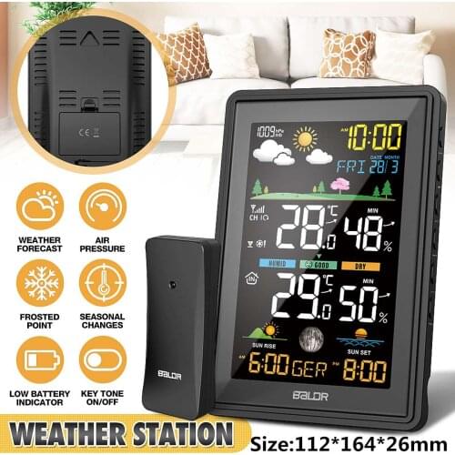 Baldr Smart Weather Station Outdoor Wireless Sensor Hygrometer Thermometer Digital Moonphase Date Alarm Clock Barometer Forecast