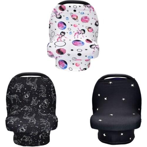 4-in-1 Multi-use Baby Stretchy Cover Car Seat Canopy/Nursing Cover/Shopping Cart Cover/Infinity Scarf Perfect Gift for Baby