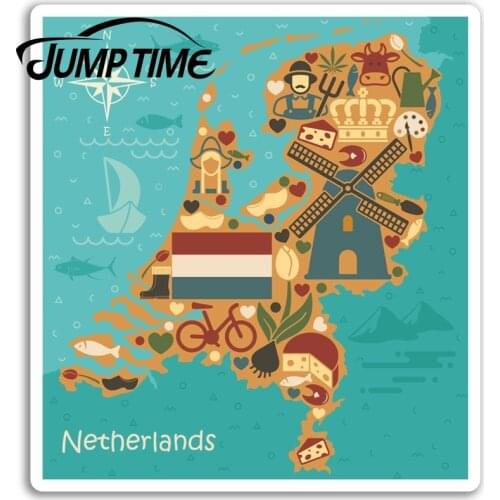 Jump Time for Netherlands Map Vinyl Stickers Travel Sticker Laptop Luggage Camper Window Bumper Motor Decal Car Wrap
