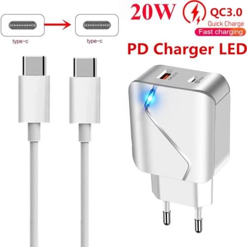 PD 20W USB Type C Charger Power Adapter For iPhone 12 11 Pro Max Quick Charge 3.0 Charger for Samsung S21 Xiaomi Redmi Note 10 9