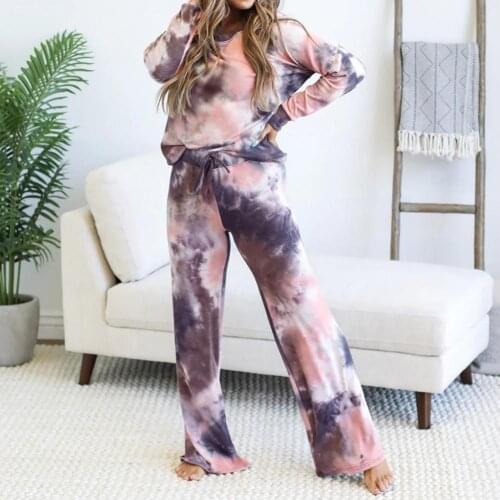 Womens Home Clothes Pajamas Sets 2 Piece Suit Sleepwear Loose Pajamas Ladies Printing Pajama Woman Spring Summer Homewear
