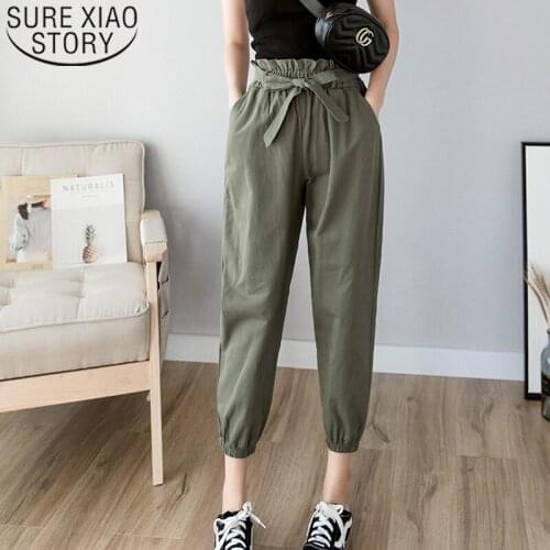 Fashion 2020 Summer Loose Casual Cargo Pants Spring Street wear Solid High Waist Women Pants Harem Pants Pencil Trousers 8519 50