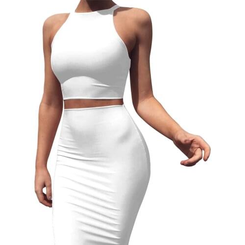 2 Piece Skirt Set Outfits for Women Summer 2021 Sexy Casual Skirt and Top Set Black White Red Yellow Two Piece 2 Piece Set Femme