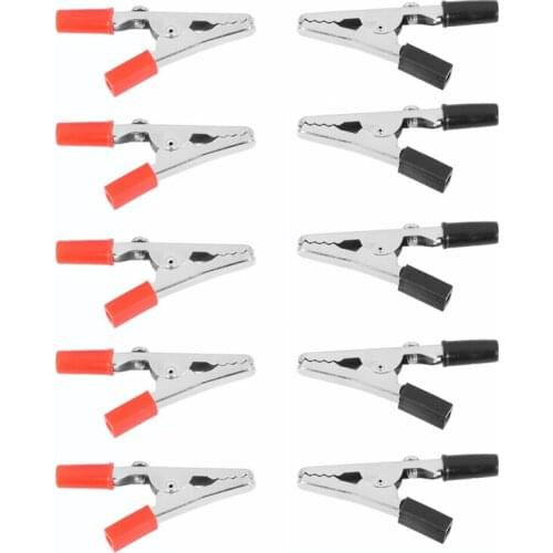 SODIAL(R) 10 Pcs 50mm Plastic Handle Test Probe Metal Alligator Clips