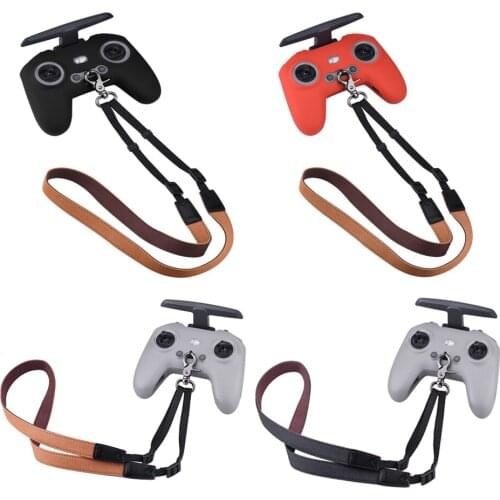 2in1 Adjustable Leather Strap Neck Lanyard Silicone Case Cover for DJI FPV Combo Remote Controller FPV Goggles Strap Accessories