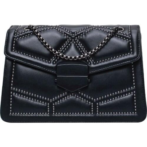 2021 Simple Fashion Shoulder Bag Lady Luxury Small Handbags Rivet Chain Brand Designer Pu Leather Crossbody Bags for Women