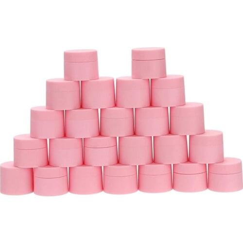 50pcs 15/20/30g Matte Pink Sturdy Thick Double Wall Plastic Container Jar for Pills Medication Ointments Makeup Sample Container