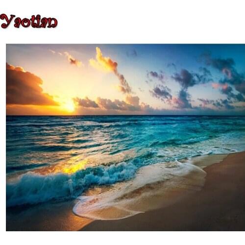 5D Diamond painting Sunset Beach Seascape Full Square/Round Diamond Embroidery Cross stitch Handmade Gift Kits decor