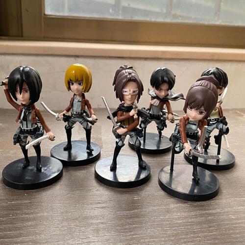 6PCS/set Anime Attack On Titan Model Figure Action Toys For Girls Boys Car Ornaments Doll Creative Souvenir Kids Decor Xmas Gift
