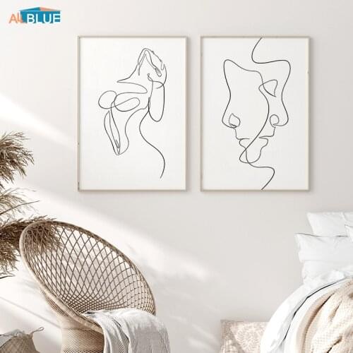 Abstract Lady Line Decorative Picture Nordic Canvas Painting Wall Art Figure Body Posters and Prints for Living Room Home Decor
