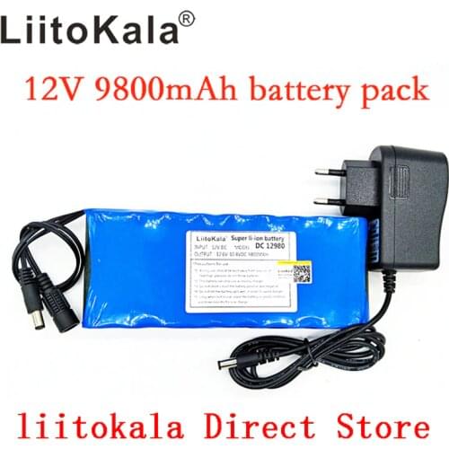 Liitokala New 12V 9800mAh battery pack lithium ion camera camera battery and 12.6V 1A charger eu / us plug
