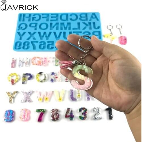 Alphabet Keychain Epoxy Resin Mold English Letters Number Pendants Casting Silicone Mould DIY Craft Jewelry Casting Tool
