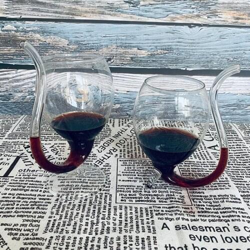 Wine Whiskey Glass Heat Resistant Glass Sucking Juice Milk Cup Tea Wine Cup With Drinking Tube Straw