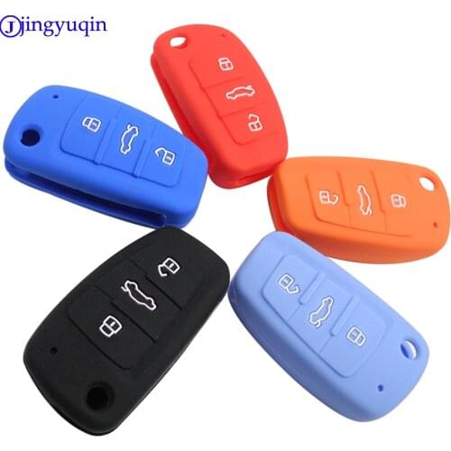 Jingyuqin 3 Buttons Car Silicone Key Cover Styling Case Cover Fob Shell For Audi A1 A3 Q3 Q7 R8 A6L TT Key Case Four Car Styling