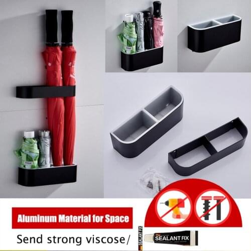 Black Portable Wall Mounted Umbrella Stand Rack Solid Color Umbrella Storage Holder Shelf for Home Office Umbrella Holder