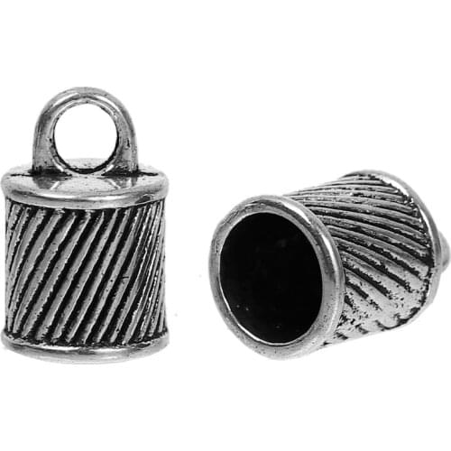 DoreenBeads Zinc Based Alloy silver color Cord End Caps Cylinder DIY Components (Fits 8mm Cord) 16mm x 10mm( 3/8"), 30 PCs