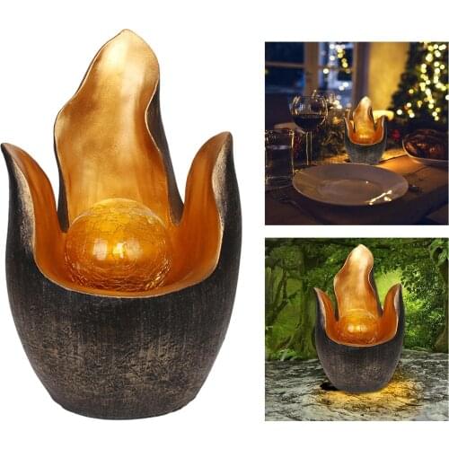 Flower Solar Light Amber Crackle Globe Glass Decoration, Waterproof Dustproof Rating IP44
