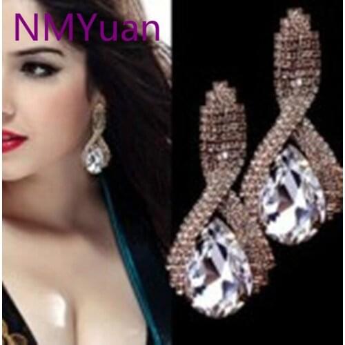 European and American fashion Fangzuan drop-cross inlay zircon wedding jewelry fashion jewelry earrings women 5
