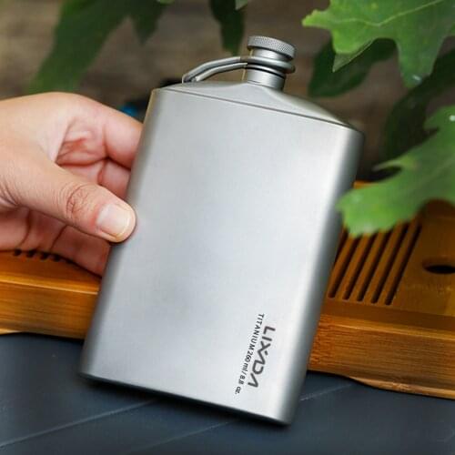 Lixada 260ml Leakproof Titanium Flask Alcohol Whisky Wine Flask with Cup Set for Outdoor Camping Backpacking Travel Picnic