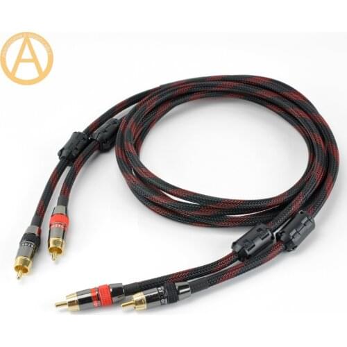 Hifi RCA Cable 4N OFC RCA Interconnect Cable 2RCA To 2RCA Male RCA Audio AV Cable Amplifier Preamplifier DAC Quad Ferrite Beads