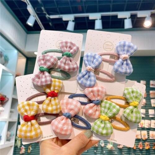 2 Piece Korean Style Plaid Hair Pins For Girls Hair Accessories Set Hair Clips Hiar Grips Barrettes Hair Styling Tools Baby Clip