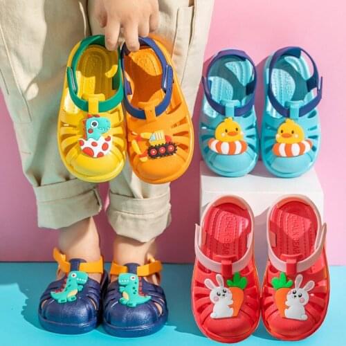 Summer 2021 Girls Velcro Sandal Kids Sandals Boy Girl Baby Shoes Children Slippers Toddler Boys Shoe Closed Toe Beach Barefoot