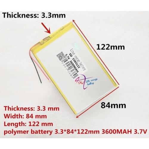 Best battery brand Size 3384122 3.7V 3600mah Lithium polymer Battery with Protection Board For PDA Tablet PCs Digital Products F