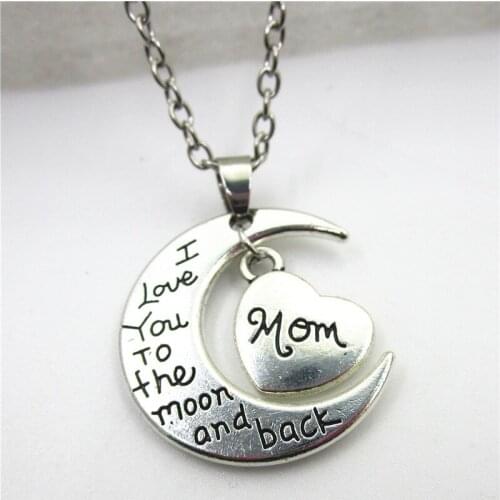 Fashion Necklace Family I Love You To The Moon And Back Mom Necklace Jewelry with 50cm chains necklace DIY jewelry
