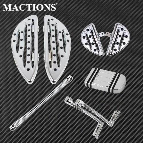 Motorcycle Chrome Front Rear Floorboard Footboard Shift Lever W/ Shifter Pegs Brake Pedal Pad For Harley Touring Glide Softail