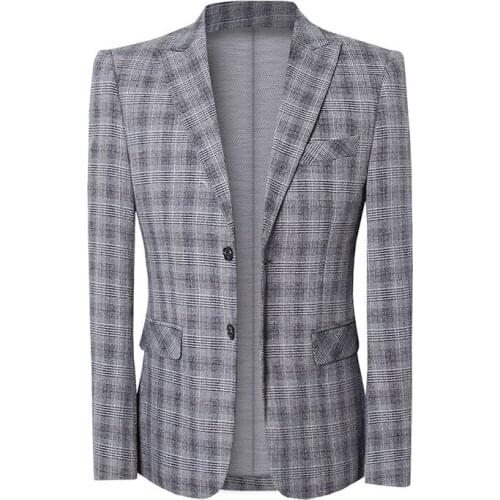 Men Plaid Blazers Spring Autumn Slim Fit Suit Jacket Formal Casual Check Blazer Wedding Business Party Office Work Daily Life