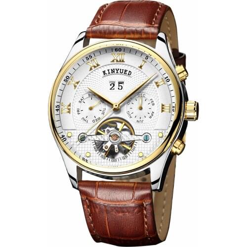 Mens Watches Top Brand Luxury Gold Tone Male Clock Automatic Mechanical Business Waterproof Clocks Mens Watches Auto Date