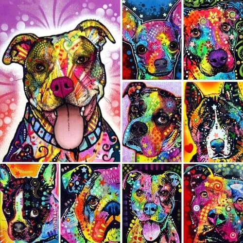 5D DIY Diamond Painting Animals Colorful Dog Kit Full Drill Square Embroidery Mosaic Art Picture Of Rhinestones Home Decor Gift