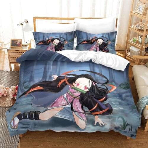 Demon Slayer Bedding Set Single Twin Full Queen King Size Demon Slayer Bed Set Children Kid Bedroom Duvetcover Sets 3D Print 049
