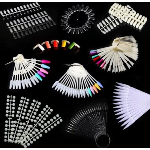 Nail Tip Clear Nature Black False Tips For Nail Art Display Oval Fan Style Nail Swatch Polish Stand Tips Practice Manicure Tools