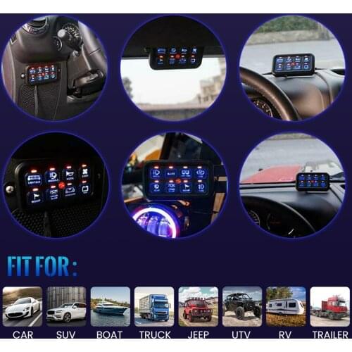 New 8 Gang On-Off Blue LED Circuit Breaker Rocker Switch Panel Set for Car Auto Boat