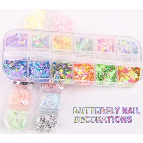New Style Nail Sequins Japanese Classic Color Butterfly Color Silver Thin Nail Decoration Box