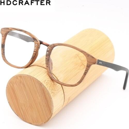 HDCRAFTER Eyewear Frames Women Wooden Vintage Clear Lens Wood Glasses Men Computer Reading Glasses Frame for Women oculos