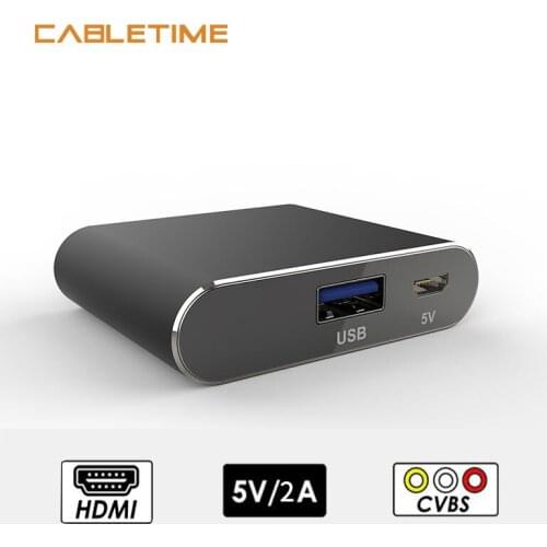 CABLETIME HDMI Adapter to AV USB HD 1080P Video Converter Data Fast tramsimission for Macbook Air Huawei Mate30 Laptop TV N325