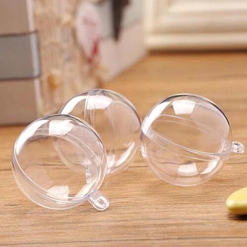 6/10cm Plastic Clear Ball Craft Acrylic Fillable Transparent Christmas Baubles Home Decor Christmas Party Decoration Gifts Box